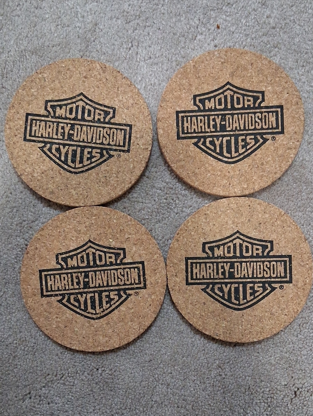 Harley-Davidson Natural Cork Coaster Set with Black Logo